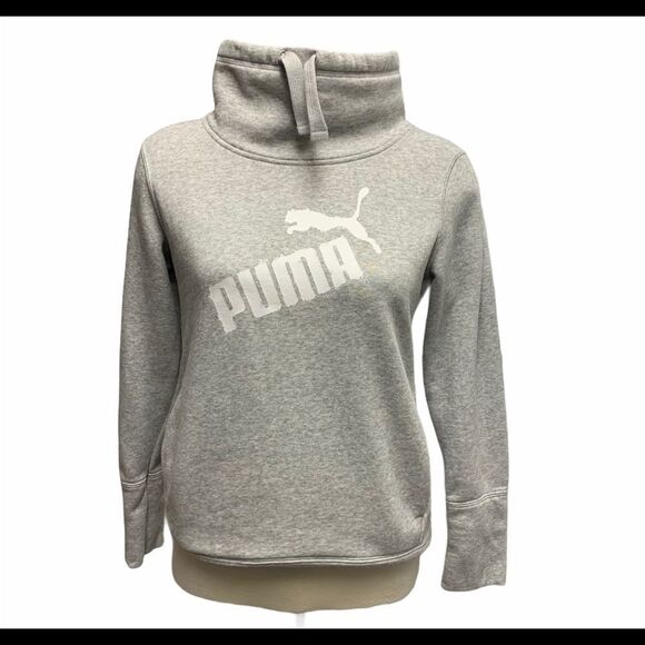 PUMA gray high neck drawstring hoodie size Medium - Picture 4 of 9